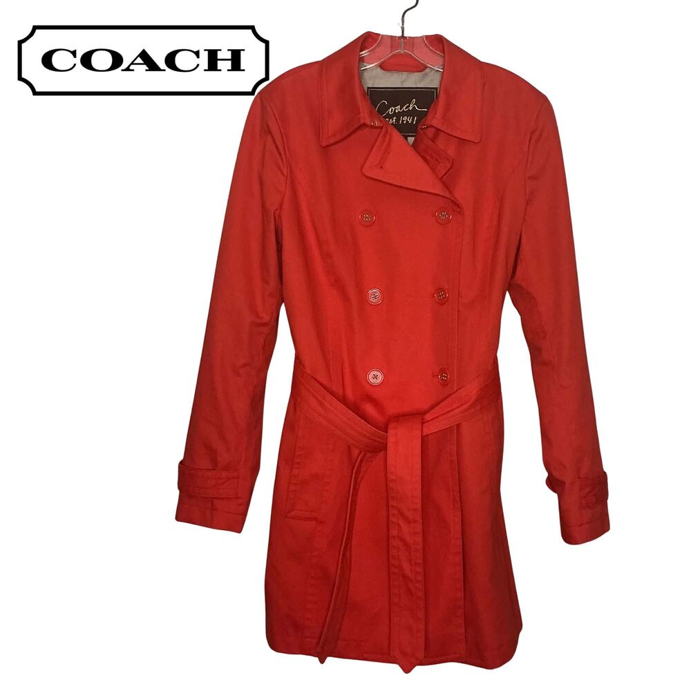 COACH Classic Women’s Double Breasted Fully Lined Trench Coat | Red Size MED
